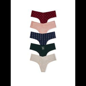 Victoria Secret 5-Pack Shine No-Show Thong Panties (M) NWT